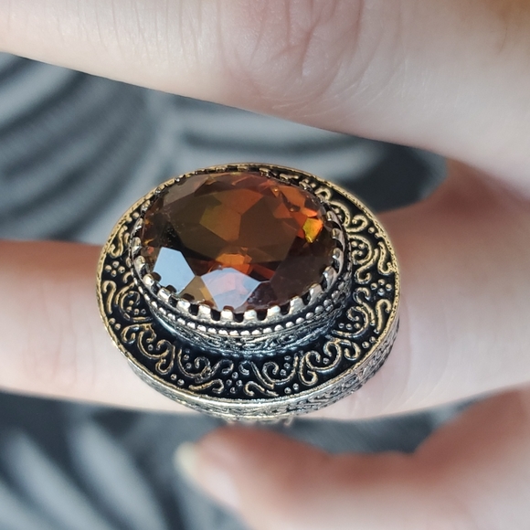 New Bi-Color Tourmaline 925 Silver Statement Ring. - Picture 7 of 15